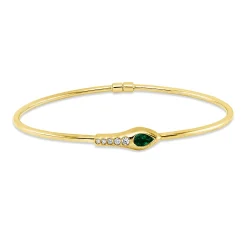 Armreif aus 750 Gelbgold Smaragd 0,25ct grün 5 Brillanten 0,07ct F-VSI 49x59mm