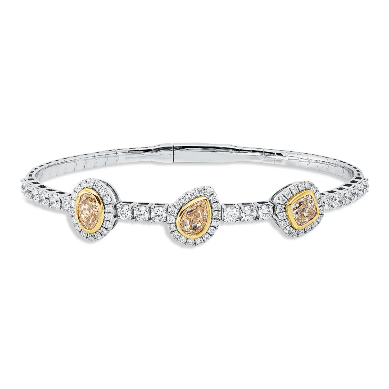 Armreif aus 950 Gold gelb 75 Diamanten 5,33ct TW-SI 48x63mm