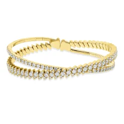 Armreif aus 750 Gold Gelbgold 69 Brillanten 2,94ct TWW-vsi/si 48x56mm