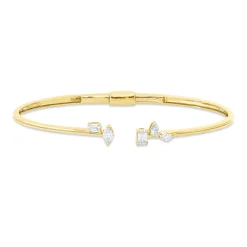 Armreif aus 750 Gold Gelbgold 5 Diamanten 0,6ct TW-SI 50x60mm