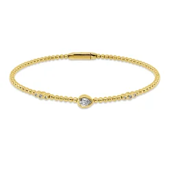Armreif aus 750 Gold Gelbgold 7 Diamanten 0,24ct TW-SI 47x57mm Zarge