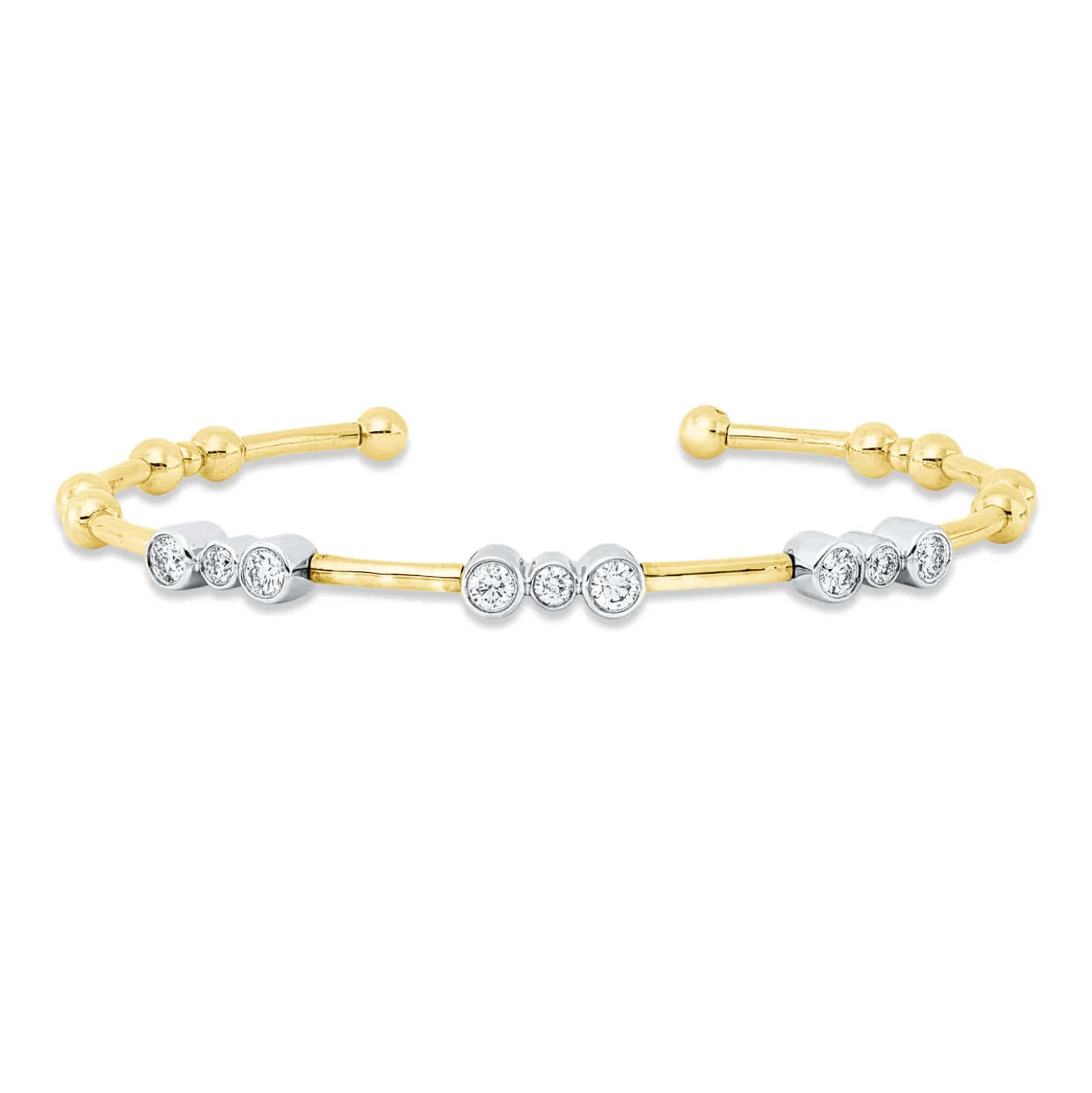 Armreif aus 585 Gold gelb/weiß 9 Diamanten 0,63ct TW-SI 58x48mm Zarge