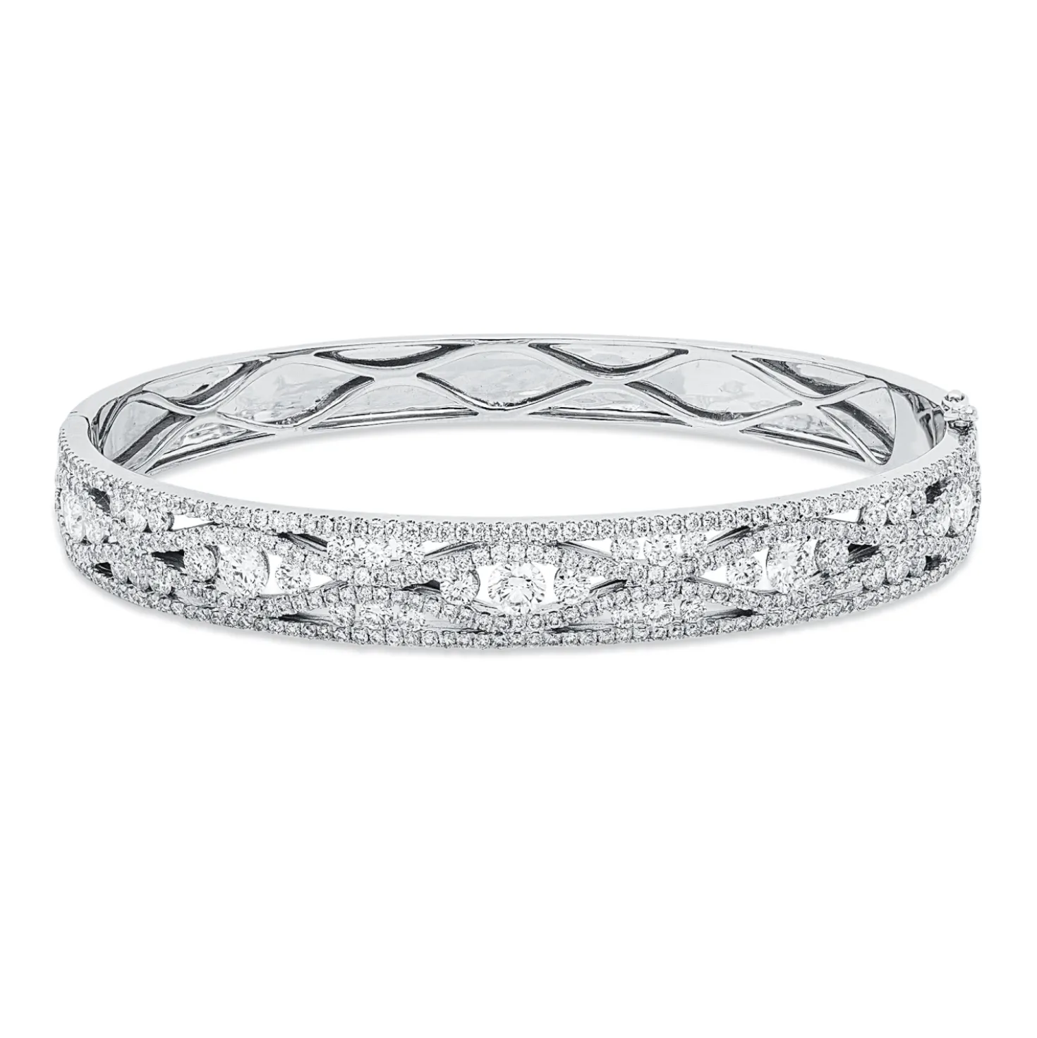 Armreif aus 750 Gold Weißgold 367 Diamanten 4,1ct TW-SI 55x65mm