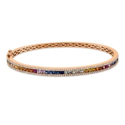 Armreif aus 750 Rotgold 39 Saphire 2,48ct mehrfarbig 154 Brillanten 0,56ct TW-SI