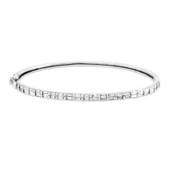 Armreif aus 750 Weißgold 44 Diamanten Baguette-Schliff 1,52ct TW-VSI 53,4x62,9mm