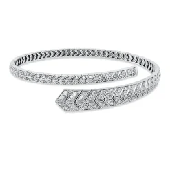 Armreif aus 750 Weißgold 9 Diamanten Oval-Schliff 1,21ct TW-SI 47x55mm Zarge