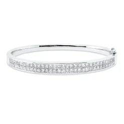 Armreif aus 750 Weißgold 62 Diamanten Prinzess-Schliff 4,75ct F-VSI 48x58mm