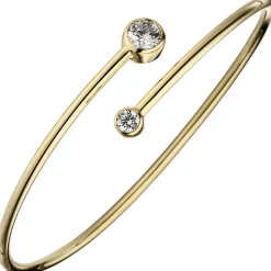Armreif offener Armband, weiße Zirkonia 925 Silber Gelbgold vergoldet Armschmuck