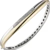 Armreif ovaler Armband mit 55 Diamanten 0.328Ct W/SI 585 Gold Gelbgold Weißgold