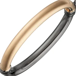 Armreif 925 Silber bicolor vergoldet & schwarz rhodiniert oval Armband teilmatt