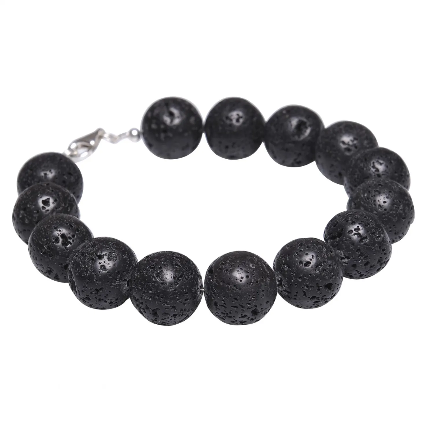 Armschmuck, Armband aus echter Lava & 925 Silber, schwarz