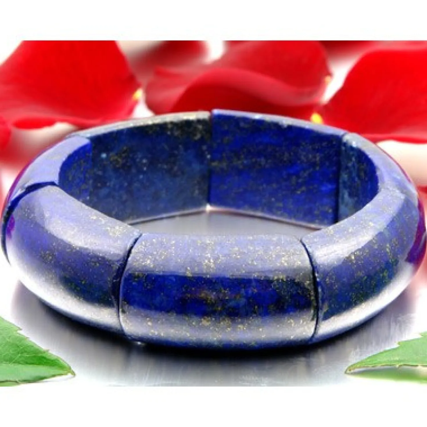 Armschmuck Armband aus Edelstein Lapis-Lazuli Lapislazuli blau glatt dehnbar