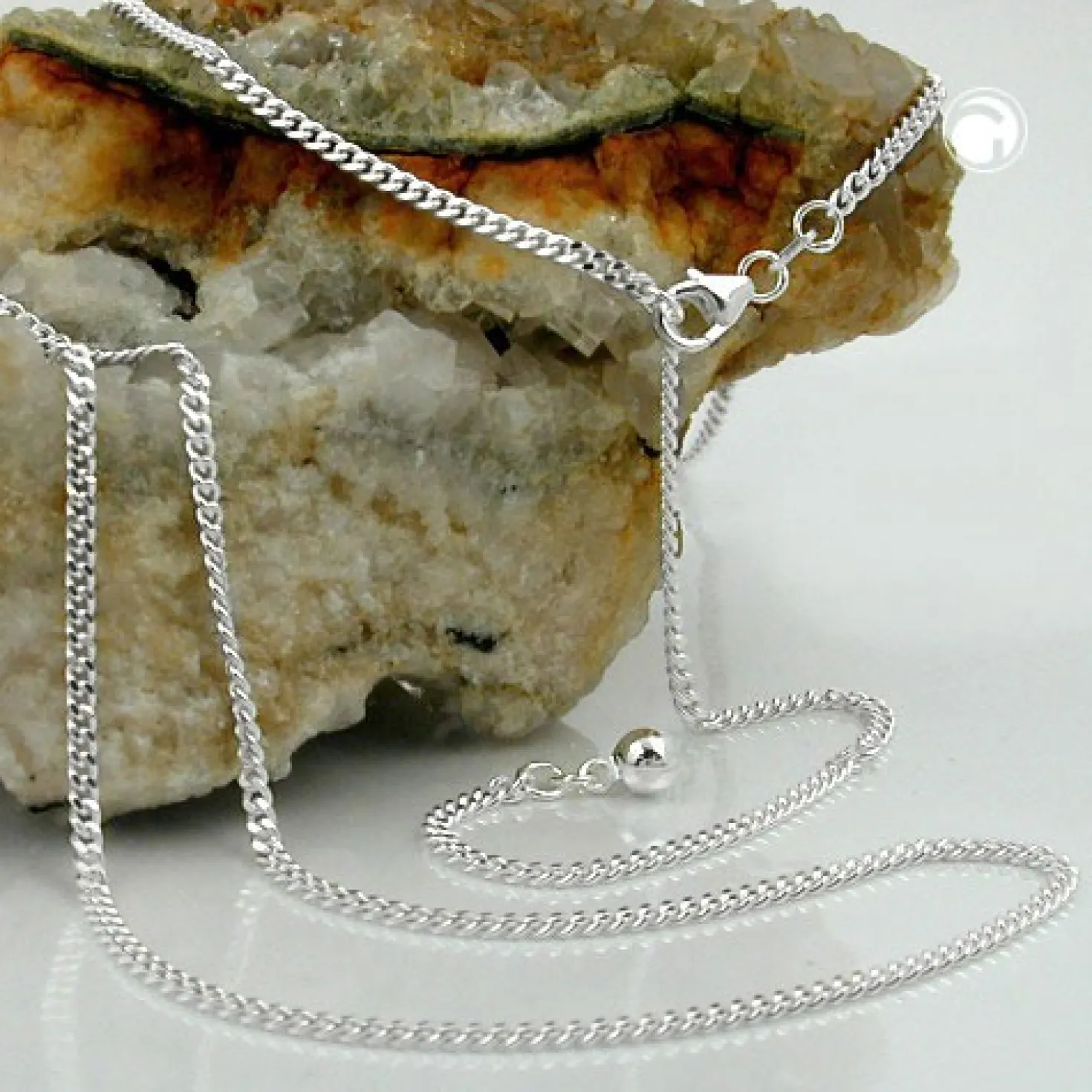 Bauchkette Kette Panzerkette aus echtem 925 Silber, 90cm, für Damen
