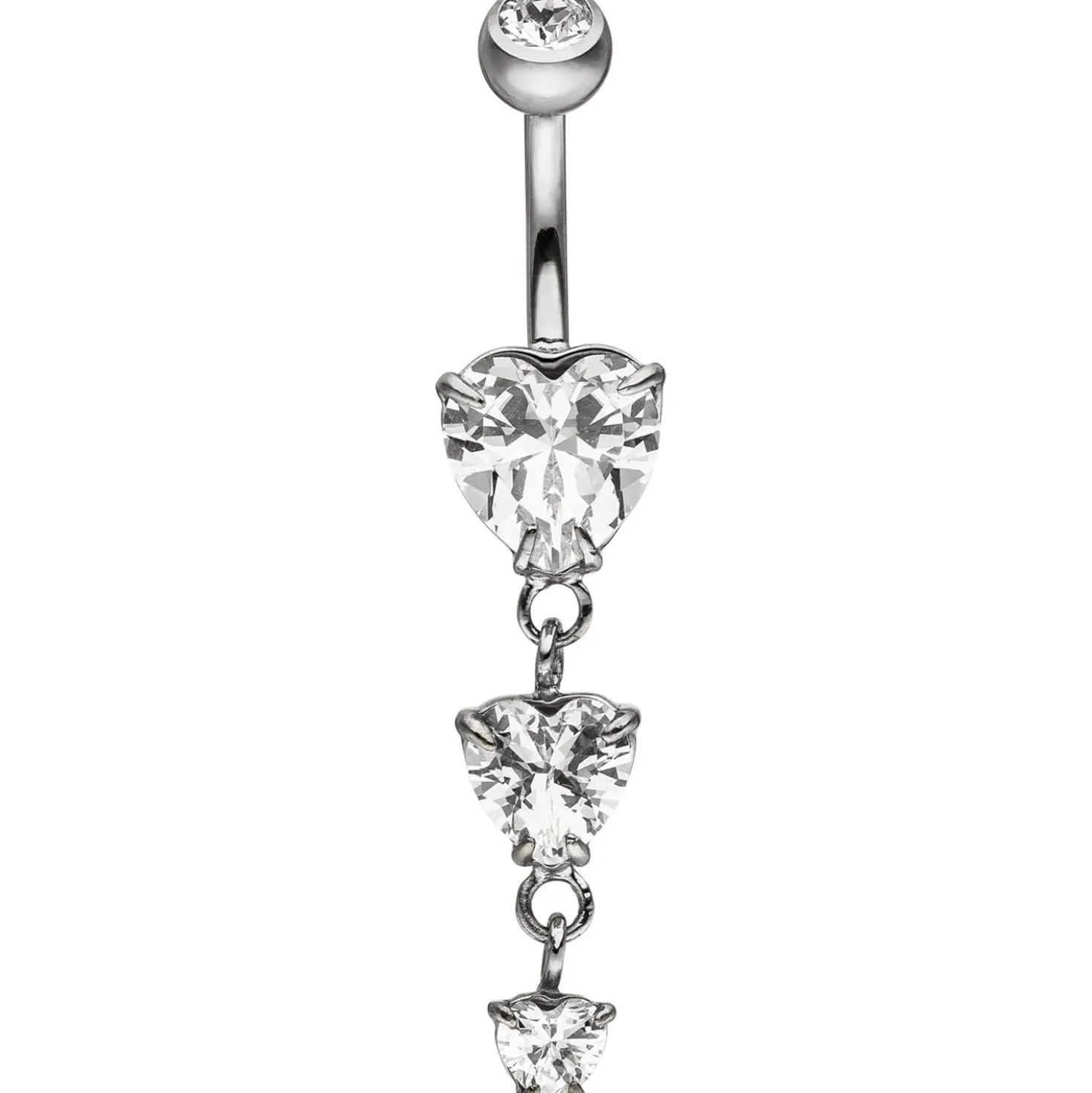 Bauchnabelpiercing Piercing aus Edelstahl mit Zirkonia Herzen Herz-Form weiß