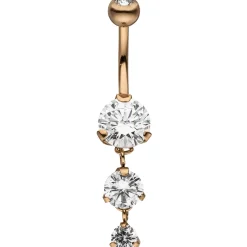 Bauchnabelpiercing Piercing Edelstahl rotvergoldet mit 4 Zirkonia weiß beweglich