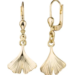 Boutons Ginko 375 Gold Gelbgold Ohrringe Ohrhänger 12,3x32,3mm Damen