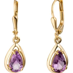 Boutons Ohrhänger 8x27,7mm Amethyste flieder Tropfen 333 Gold Gelbgold