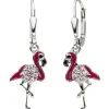 -Boutons Ohrhänger 9,4x29,7mm Flamingo mit Zirkonia Lackeinlagen 925 Silber