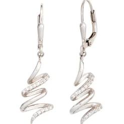 Boutons Ohrhänger 10x36,7mm Ohrringe Schlangen mit Zirkonia weiß 925 Silber