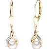 Boutons Ohrhänger 6,8x27,3mm Perlen & Diamanten 0.004Ct & 585 Gelbgold