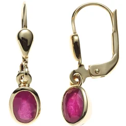 Boutons Ohrringe Ohrhänger 5,3x22,6mm mit Rubin aus 585 Gelbgold oval rot Damen