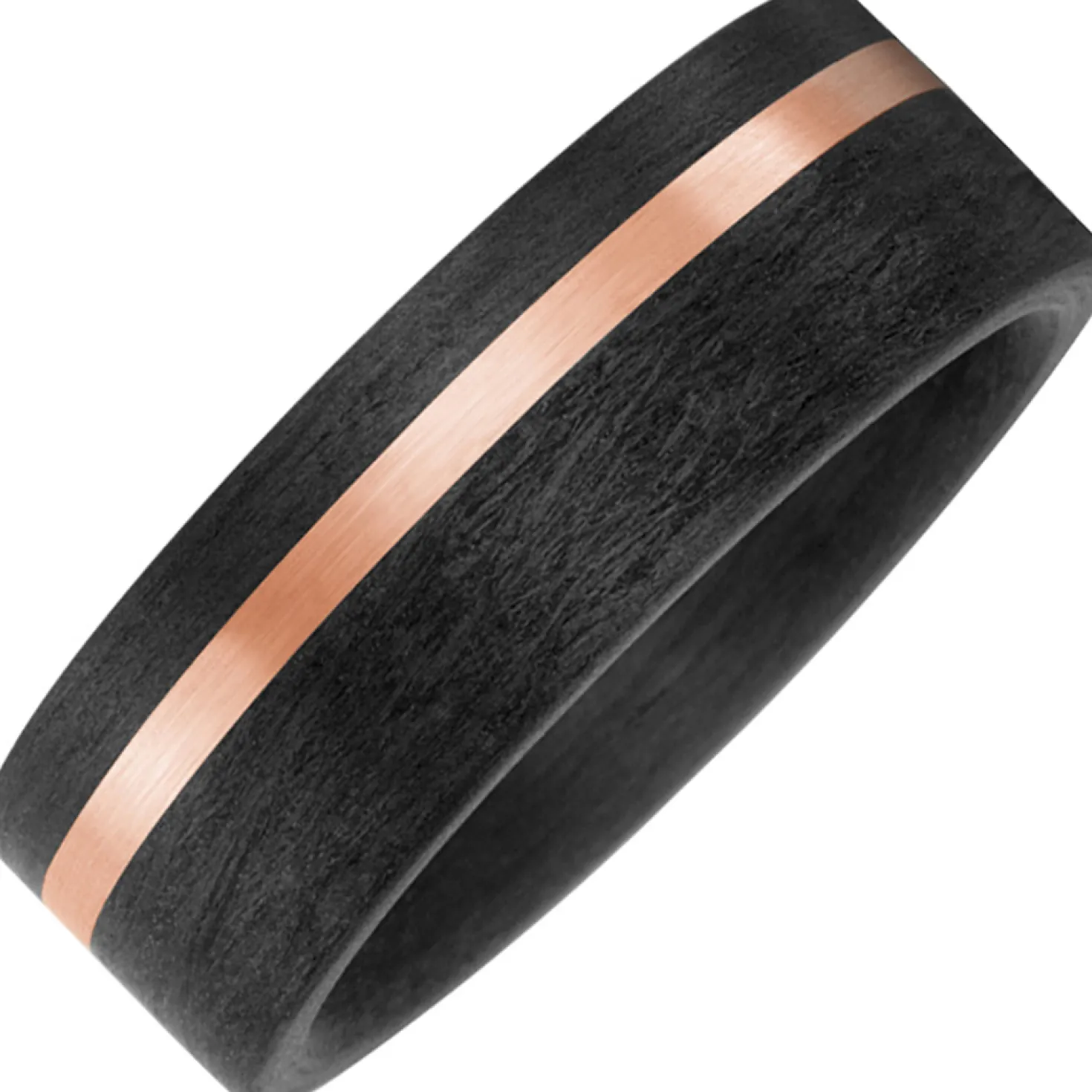 Breiter Partner-Ring Fingerring aus Carbon mit 585 Gold Rotgold matt bicolor 8mm