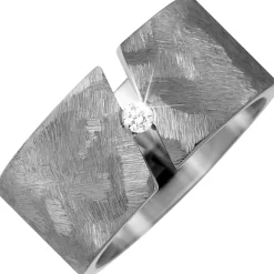 Breiter Partner-Ring Fingerring aus Titan gebürstet mit Brillant 0,05ct W/SI