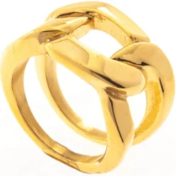 Breiter Ring aus Edelstahl gelbgoldfarben beschichtet B: 14,5mm