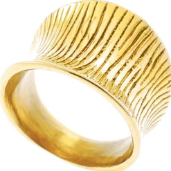 Breiter Ring aus Edelstahl nach innen gewölbt gelbgoldfarben beschichtet
