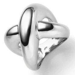Breiter Ring aus 585 Gold Weißgold Breite 19,5mm gewölbt gekreuzt