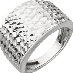 Breiter Ring aus 925 Silber mit Struktur rhodiniert B:15mm Fingerring Damen