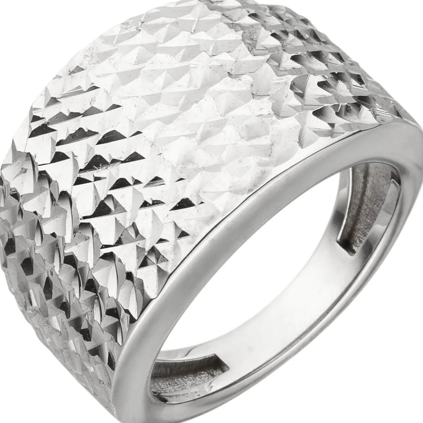 Breiter Ring aus 925 Silber mit Struktur rhodiniert B:15mm Fingerring Damen