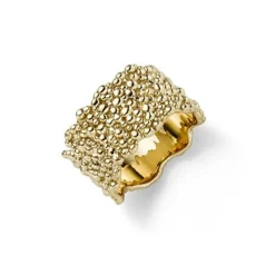 Breiter Ring Damenring aus 585 Gold Gelbgold Fingerring gewellt 11mm breit