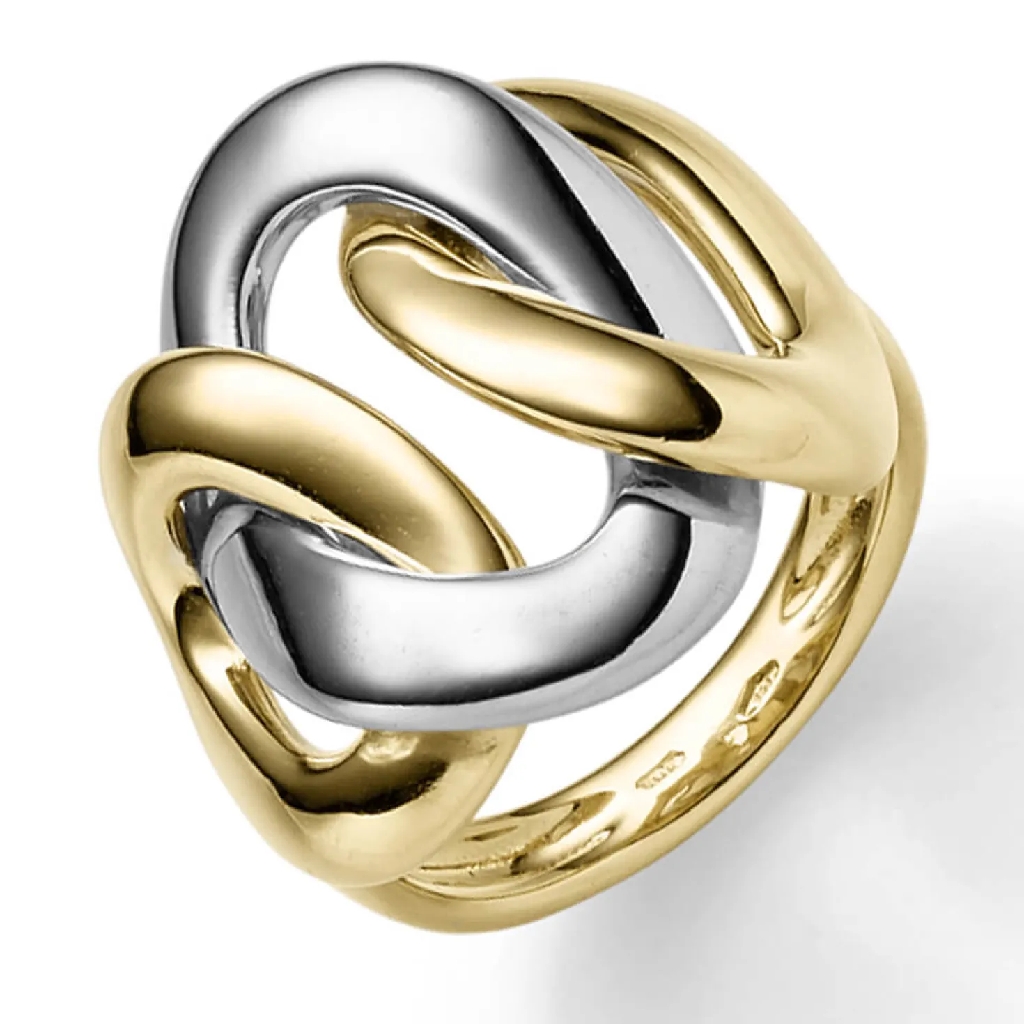 Breiter Ring Damenring aus 585 Gold gelb/weiß gekreutzt glänzend B:23mm