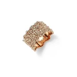 Breiter Ring Damenring aus 585 Gold Rotgold Fingerring gewellt 11mm breit