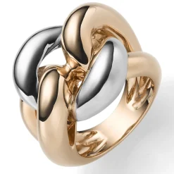 Breiter Ring Damenring aus 585 Gold weiß/rot bicolor B: 21mm