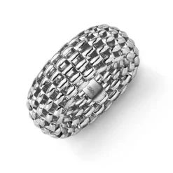 Breiter Ring Damenring elastisch aus 585 Gold Weißgold Breite 10mm