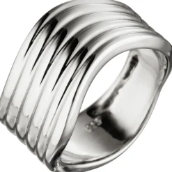 Breiter Ring Damenring gewellt aus echtem 925 Sterling Silber Silberring