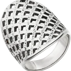 Breiter Ring Damenring mit Gitter-Struktur Edelstahl Breite 30,3mm Edelstahlring