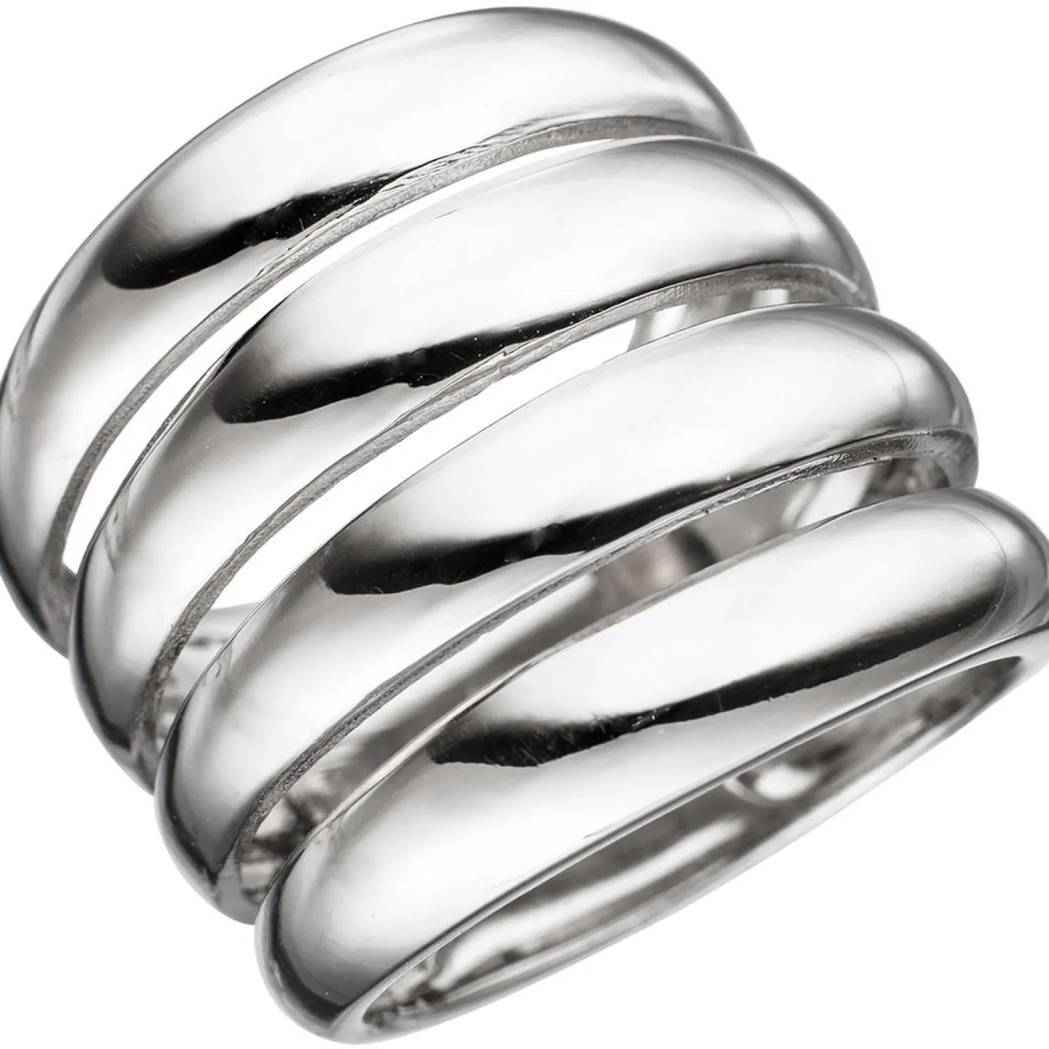 Breiter Ring Damenring mit Wölbungen 21mm breit 925 Silber rhodiniert Damen