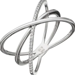 Breiter Ring 30 Diamanten 0.12Ct W/SI Brillanten 585 Gold Weißgold Diamantring
