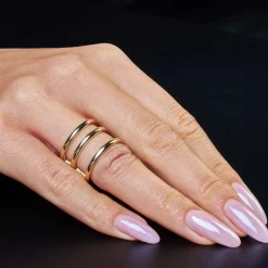 Breiter Ring 3-reihig aus 585 Gold Gelbgold glänzend Breite 16mm Goldring