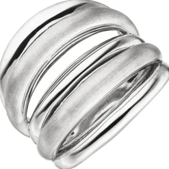 Breiter Ring 5-reihig aus 925 Silber matt-glänzend rhodiniert B: 20,9mm Damen