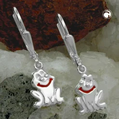 Brisur Ohrhänger 25x7mm Ohrringe lächelnder Frosch aus echtem 925 Silber Kinder