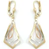Brisur Ohrhänger 40x16mm Ohrringe Rhomben 375 Gold tricolor Gelb Rot Weiß Damen