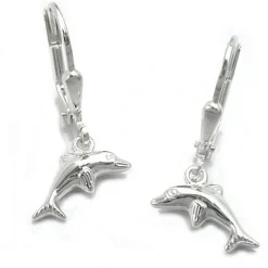 Brisur Ohrringe Ohrhänger 25mm Ohrschmuck für Kinder Delfine 925 Silber