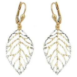 Brisur Ohrringe Ohrhänger 45x16mm Blatt Blätter 375 Gelbgold Damen Goldohrringe
