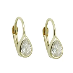 Brisur 14x5mm Ohrringe Tropfen aus weißen Zirkonia 375 Gold Gelbgold Ohrschmuck
