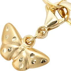 Charm Anhänger 12,5x7,8mm Einhänger Schmetterling aus 333 Gold mattiert Dangle