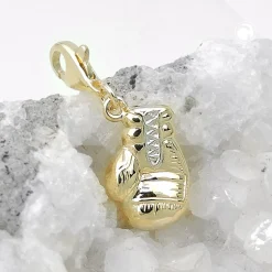Charm Einhänger Boxhandschuh bicolor 375 Gold Gelbgold Anhänger 14x10mm